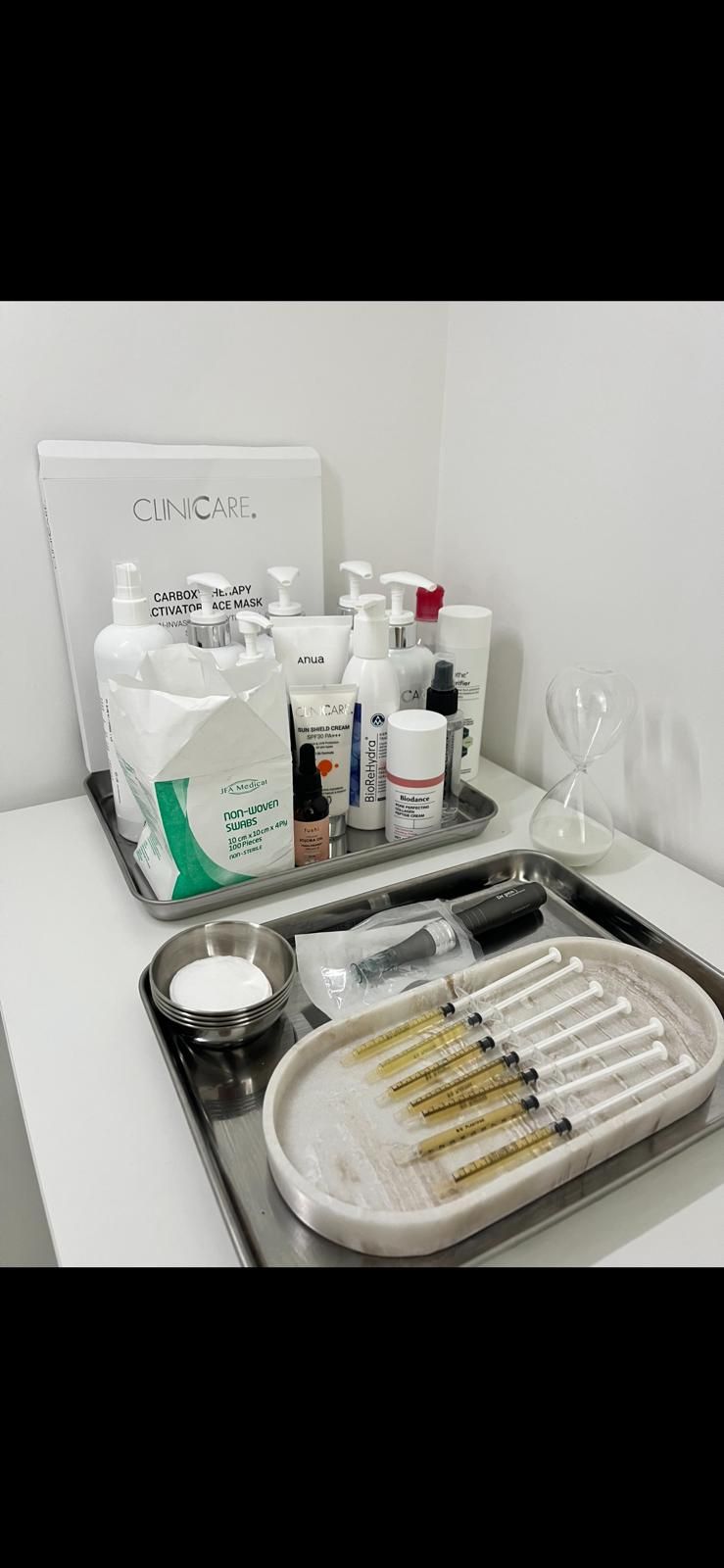 Medical-grade skincare products prepared for treatment